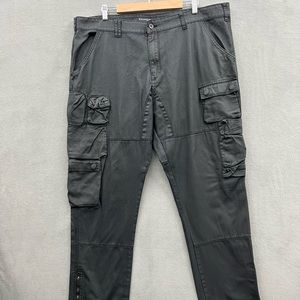 ROCAWEAR Men’s 42W Black Oiled Cargo Straight Fit 90s Y2K